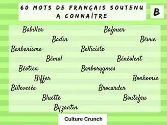 ET SI NOUS ENRICHISSIONS NOTRE VOCABULAIRE ? 60 Mots Commençant Par -B ...